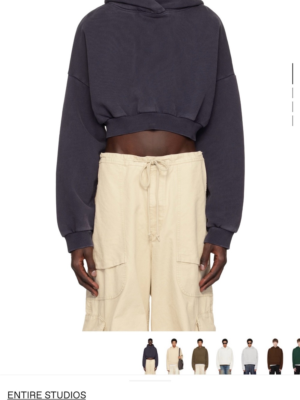 Entire Studios Men's Cropped Hoodie - Charcoal